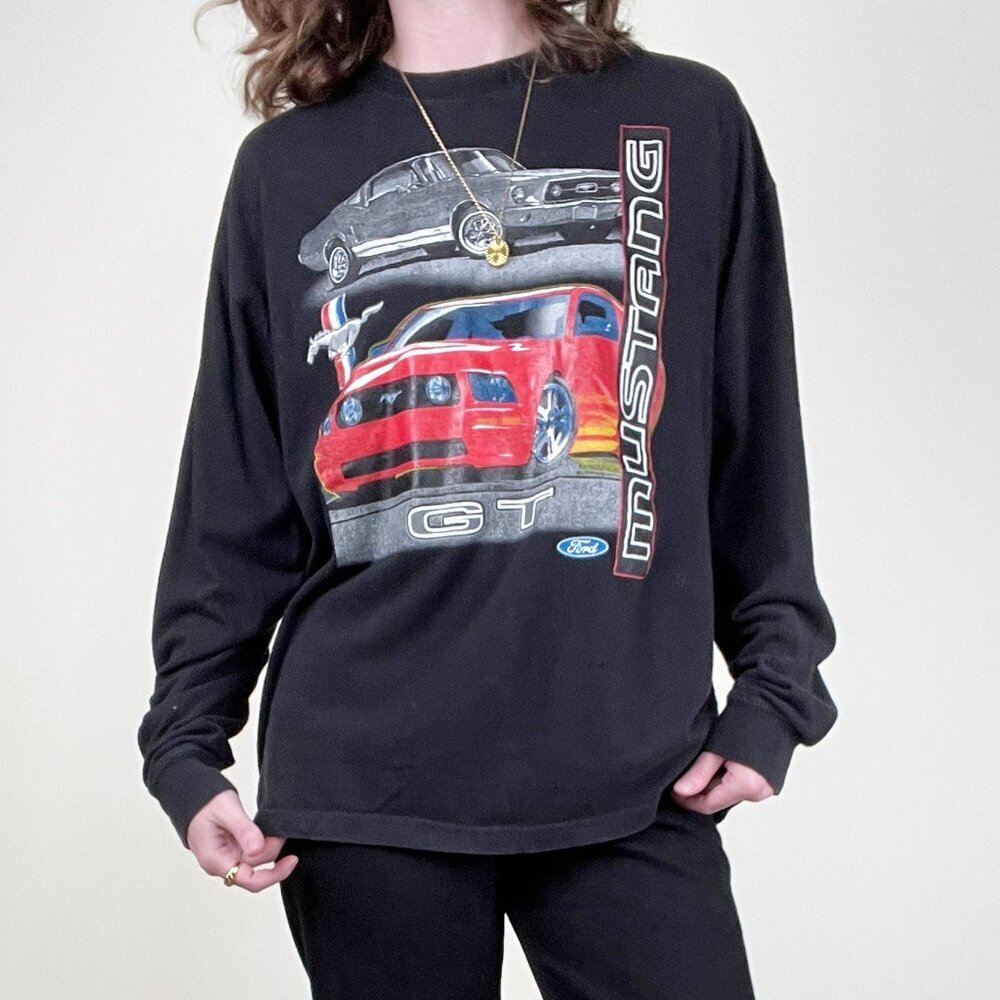 Vintage Ford Mustang GT Long Sleeve Tee Graphic T-Shirt Car Oversized 90s Y2K - Picture 4 of 9